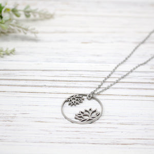 Water Lily Necklace, Stainless Steel
